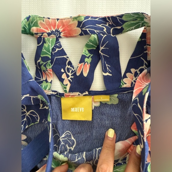 Maeve Anthropologie Blue and Pink Floral Blouse - Picture 4 of 4